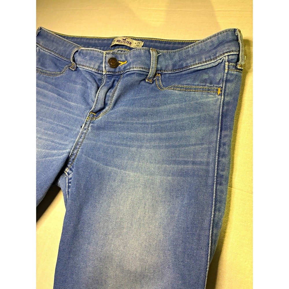 hollister womens light wash blue denim slim fit skinny jeans 5-pocket